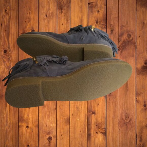 Kate Spade Women's 9M Betsy Gray Fringe Tassel Suede Moccasin Booties Ankle - Picture 7 of 7